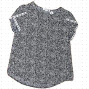 Angashion Black & White Short Sleeve Blouse S